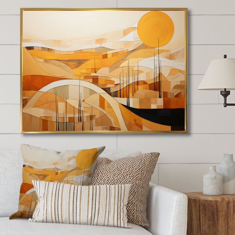 «Abstract Canyon Mirage» - Impression, Cadre flottant doré, H 30 po x l 40 po x P 1,5 po