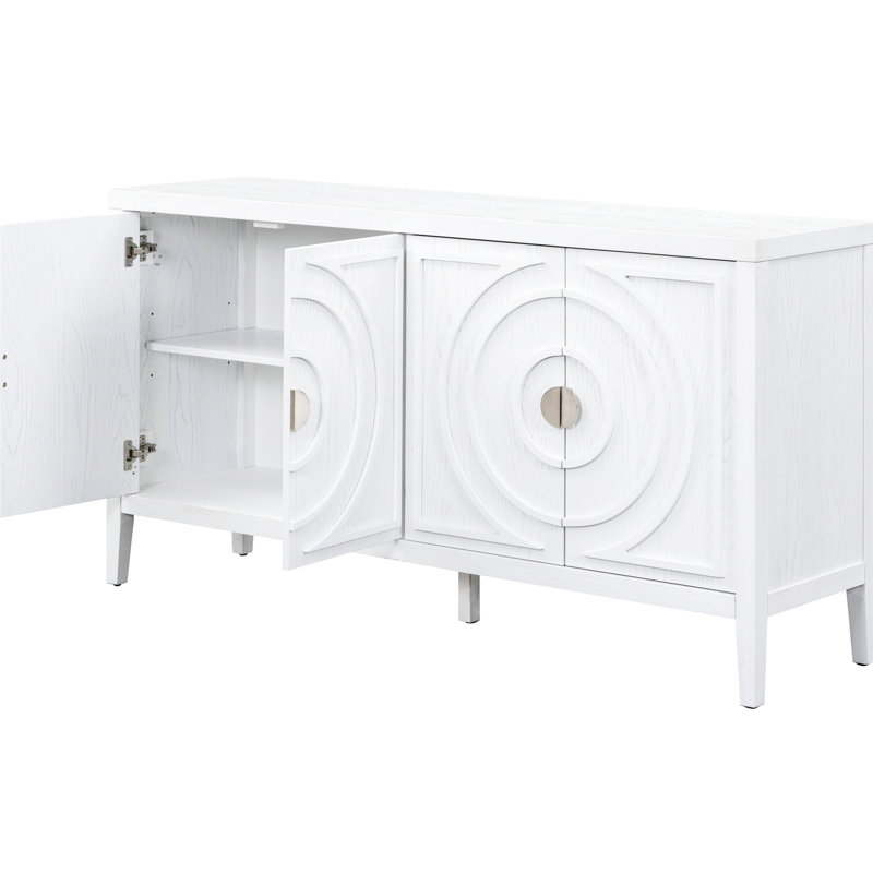 Le buffet rétro classique blanc rehausse le salon avec son armoire multifonctionnelle spacieuse et répond à divers besoins de votre maison