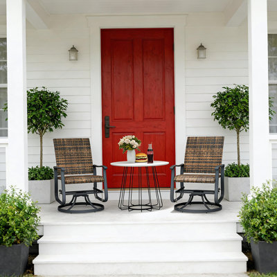 Outdoor Chair,Wicker Rattan Swivel Chair Set