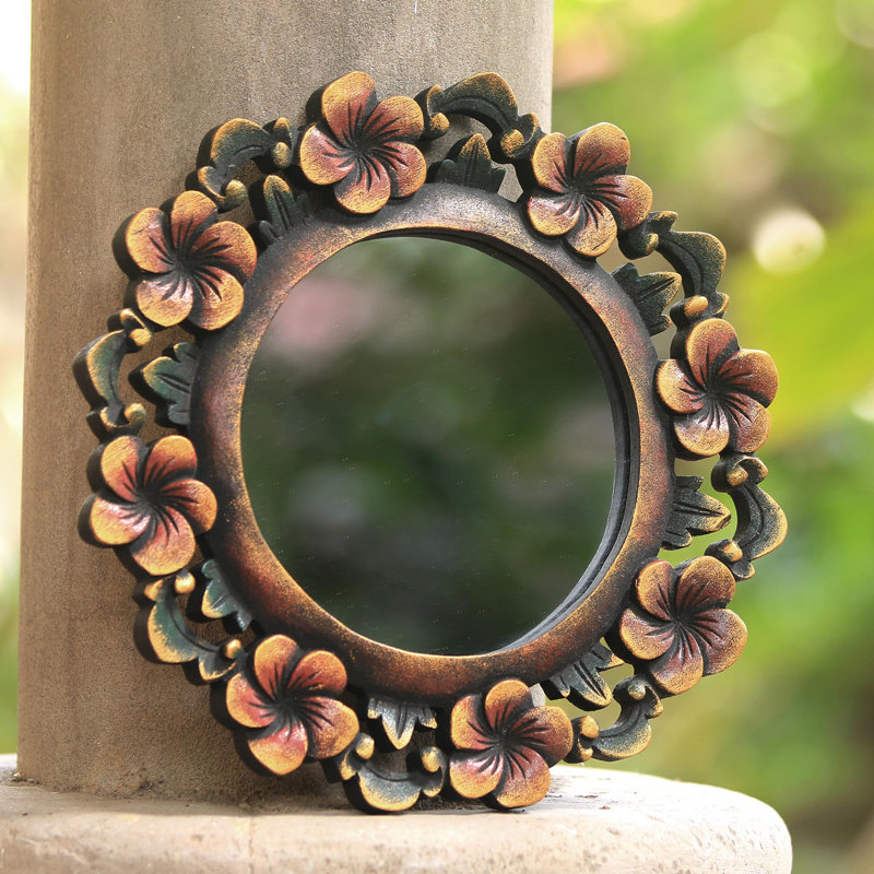 Belini Solid Wood Frame Round Wall Mirror