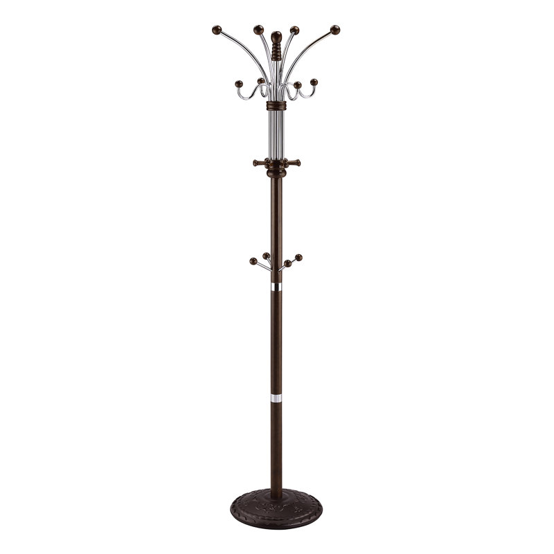 Porte-manteau en bois de 185 cm de hauteur - Multicolore, construction stable, diamètre 55 cm, idéal pour ranger manteaux, vestes, accessoires, chapeaux et foulards.