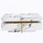 Table basse moderne carrée texturée en marbre avec 4 tiroirs et base suspendue, blanc, 43,3 po