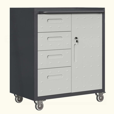 Sturdy Metal Tool Storage Cabinet With Wheels - Tool Storage Cabinet For Garage, Office, And Home Organizer Solutions