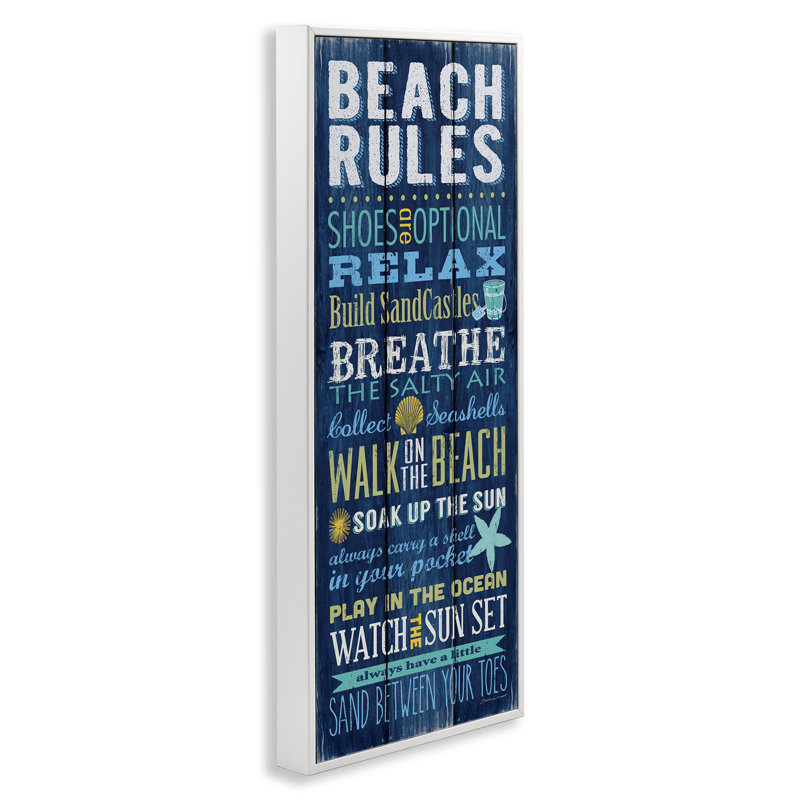 «Beach Rules», panneau de motif de planches bleues, motifs de motivation, art mural par Stephanie Workman Marrott