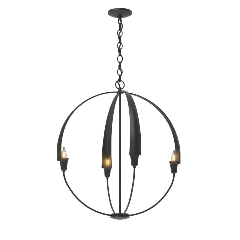 Lustre sphérique à 4 lumières Cirque, Noir, H 28,2 po x l 25,3 po x P 25,3 po