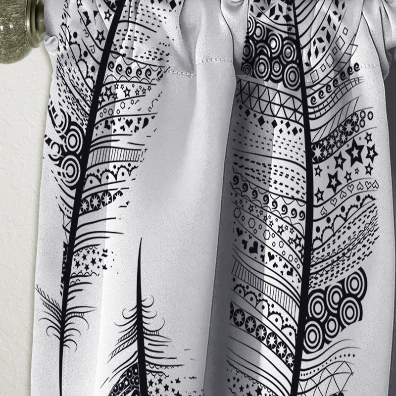 Plumes rétro avec motifs tribaux - Rideau simple occultant abstrait, L 52 po x L 95 po