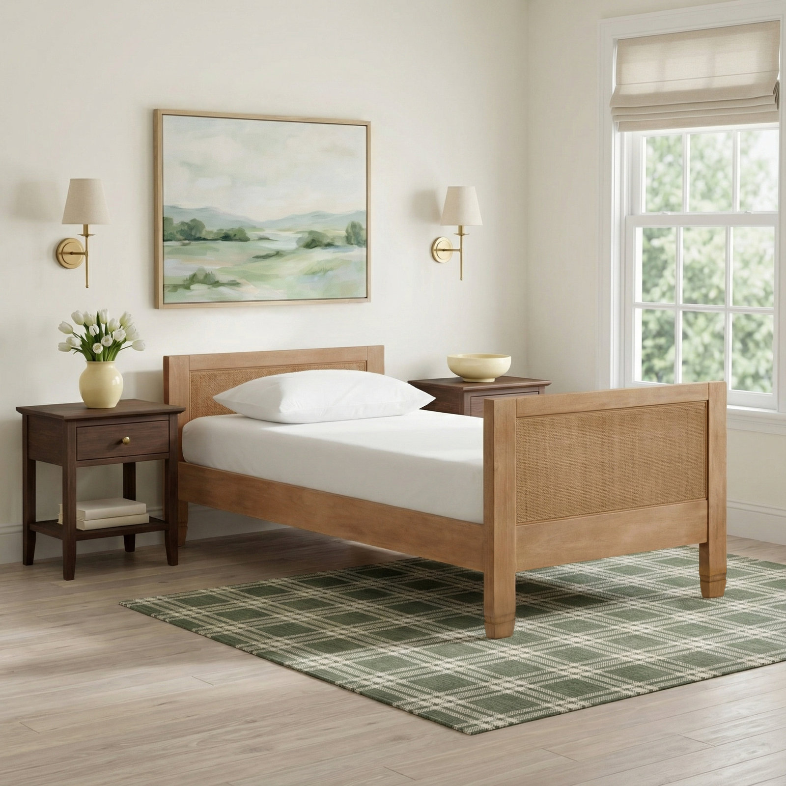 Cane Mahogany Daybed, Natural