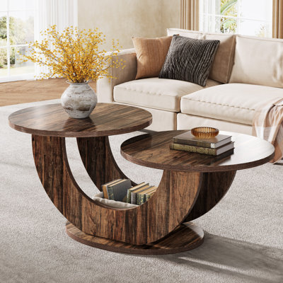 Table basse avec tablette de rangement et cadre en bois