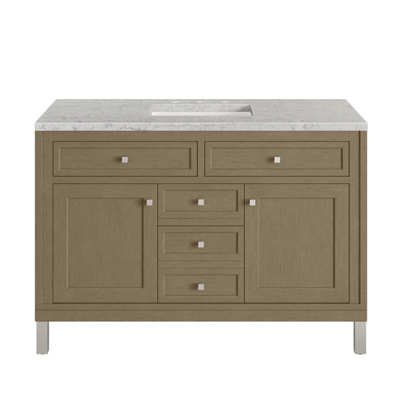 Chicago 48 in. Single Vanity, Walnut Whisper, Eternal Jasmine Pearl, 8" Widespread