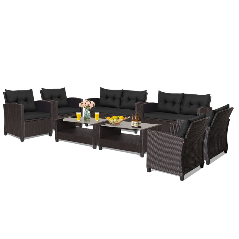 Ensemble de conversation avec canapé 8 pièces Northdale, Noir