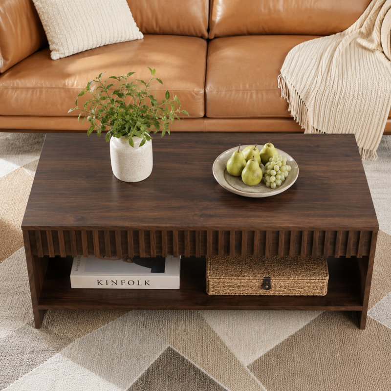 Table basse rectangulaire moderne Mid-Century 39,4 po Abdel, Noyer