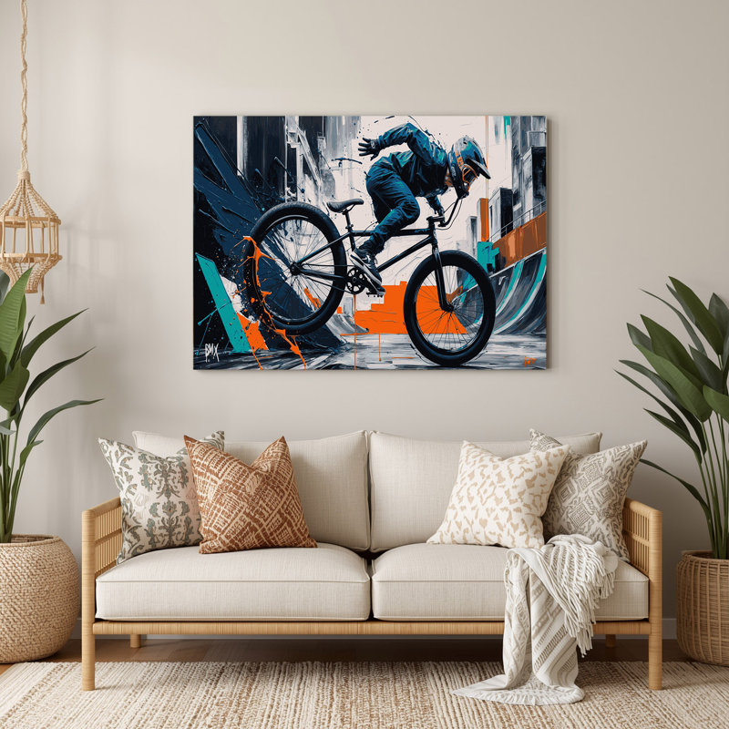 Sports, art mural gris en métal BMX