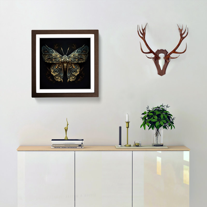Moth Abstract Art No.1 - Framed Print, Walnut