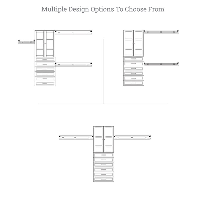 John Louis Home Solid Wood Reach-In Simplicity Closet System with 6-Drawers and Glass Doors, Espresso