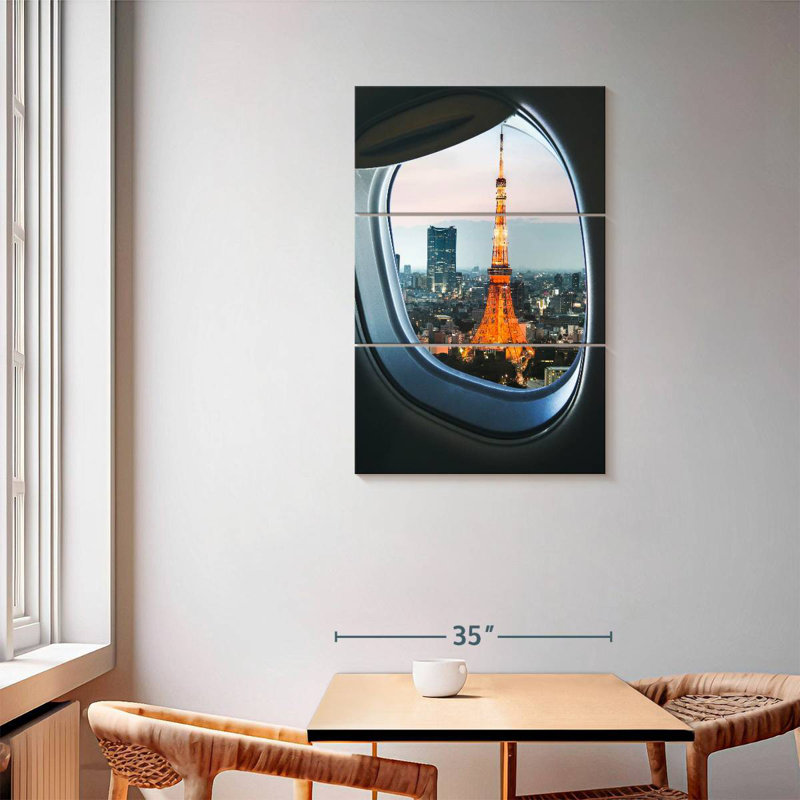Nicci Tokyo Tower Plane Window View, 57" H x 36" W