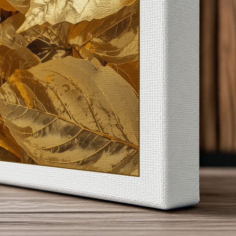 Gilded Leaves Botanical - Wrapped Canvas, 24x16 - 61.0 x 40.6 cm, White Border