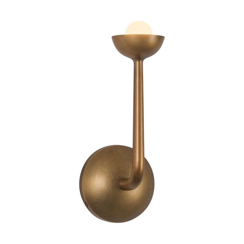 Spade 5-in White dimmable LED Bathroom Vanity Light, Antique Brass