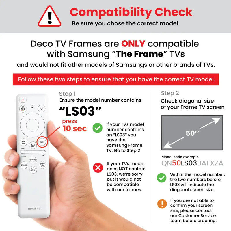 Contemporary Deco TV Frame for Samsung Frame TV and Frame Pro, Gold, 65"