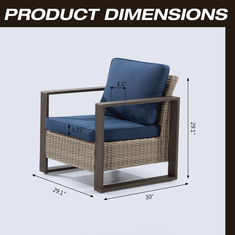 Chaise de patio avec coussins Creal, Bleu marine