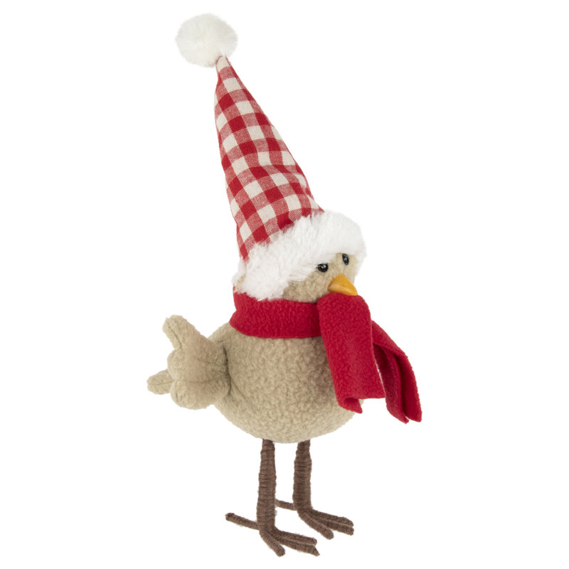 Figurine de Noël 10 po avec écharpe rouge et chapeau écossais beige 10 po