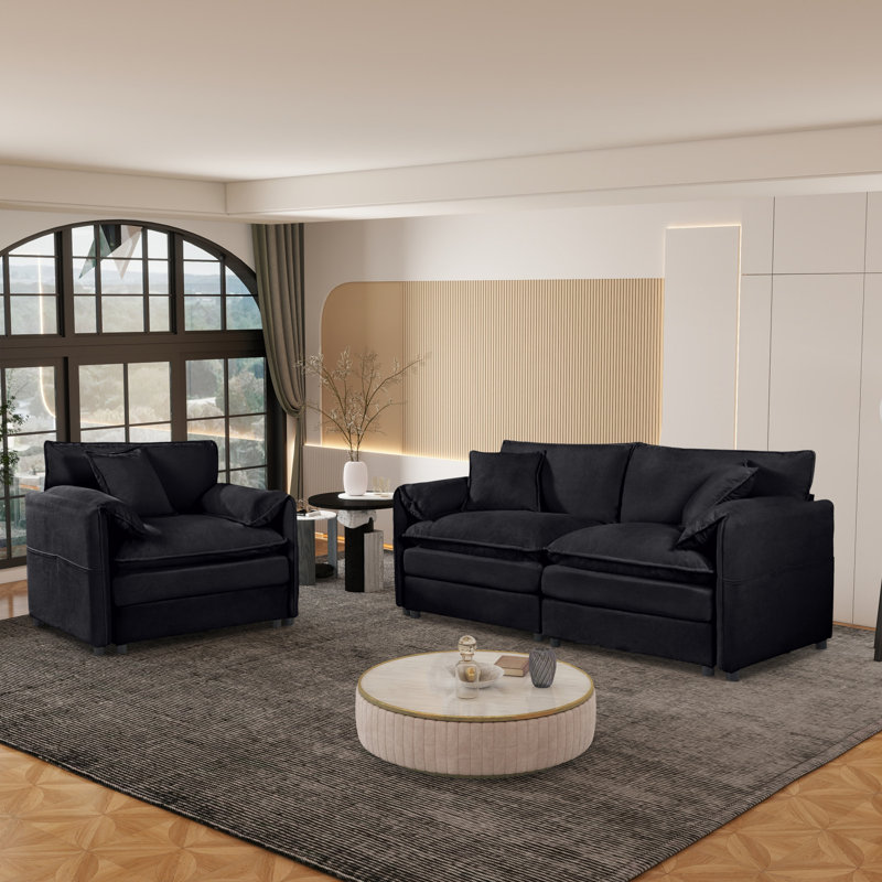 Ensemble de canapés modernes en chenille, confort personnalisable pour les espaces de vie