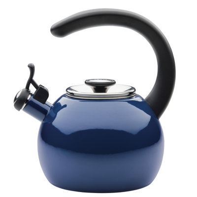 Enamel On Steel Whistling Induction Teakettle with Flip-Up Spout, 2-Quart