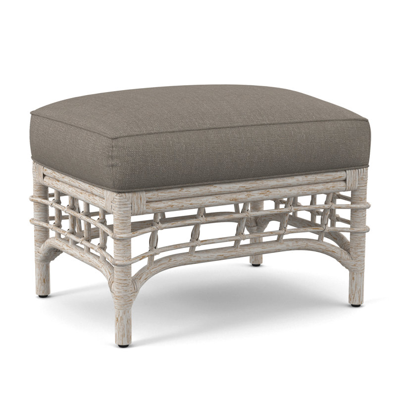 Luca Upholstered Ottoman, Stone Crypton Performance; 0884-83, Antique Frost White