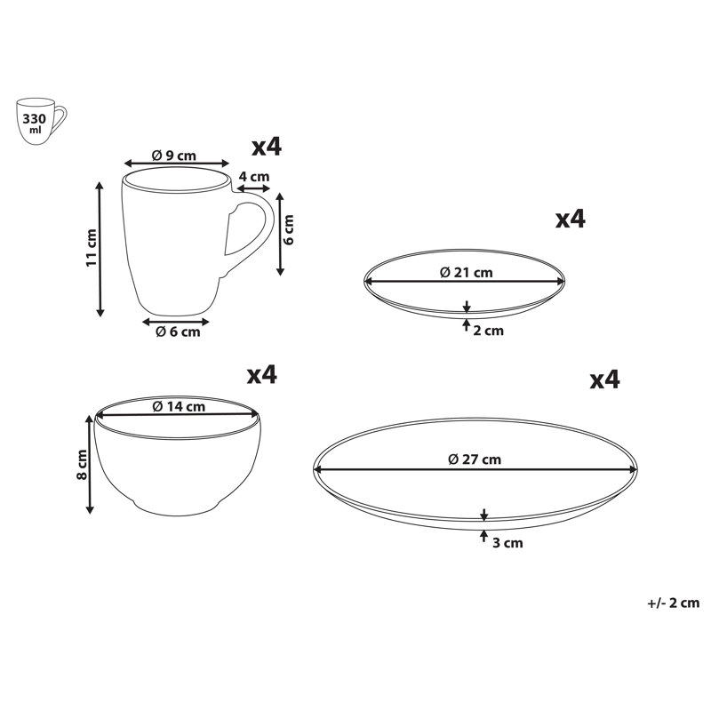 Piece Stoneware Dinnerware Set - Service for 4