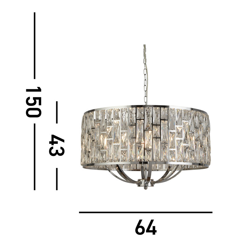 Magana 5 - Light Drum Chandelier, 8, Silver, 64cm W
