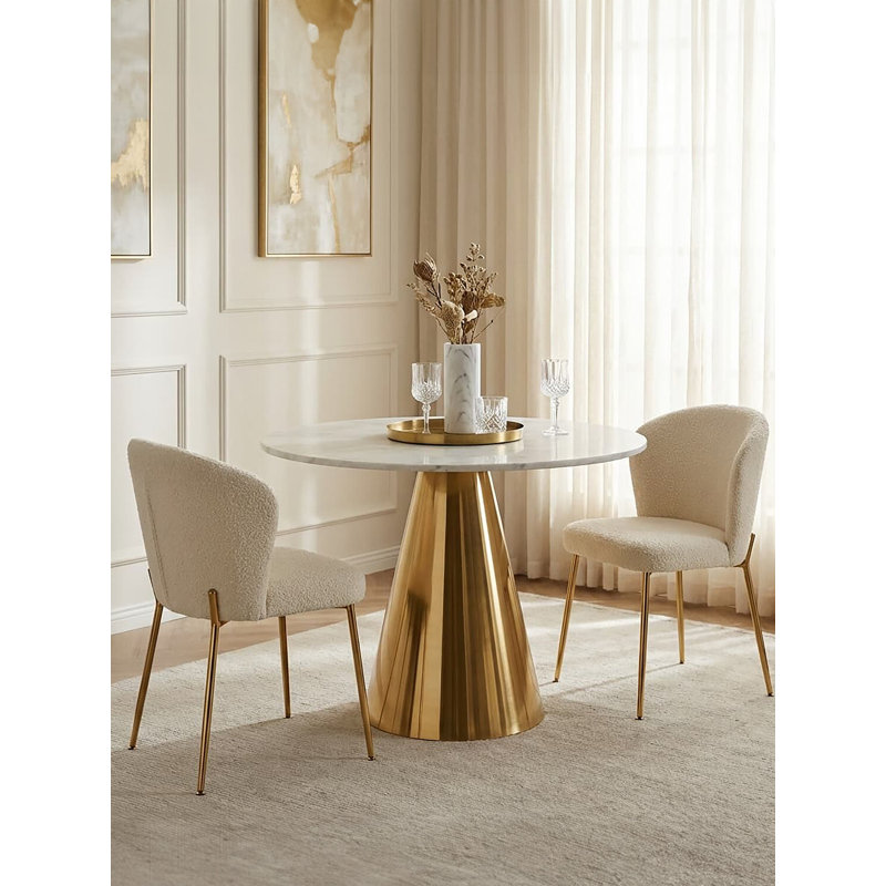 Marble Top Metal Base Dining Table