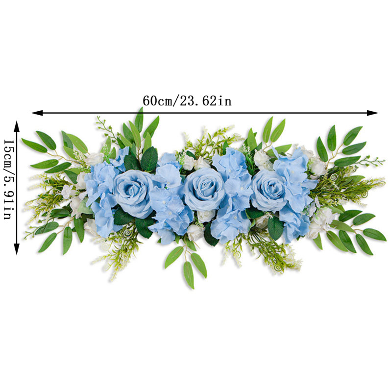 Fleurs de mariage pour arche de mariage, guirlande de fleurs artificielles pour décoration murale, Bleu