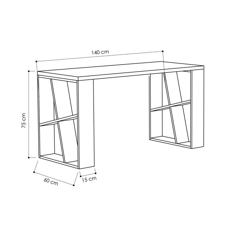 Modern Study Desk, White & Anthracite, 55.1 x 29.5 x 23.6 inches | 100% Melamine Coated Particle Board, 1.0 in Upper Table Thickness, 0.7 in Legs Thickness | Stylish & Functional for Home Office or Study Space