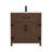 Adria 30" Dark Walnut Single Sink Bathroom Vanity With Solid Surface Composite Top