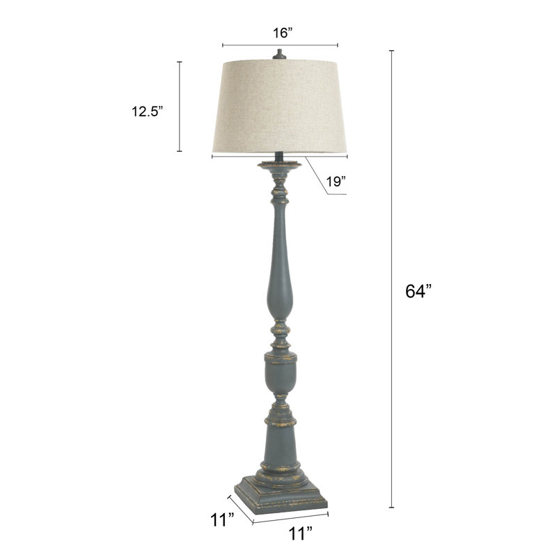 Bordeaux 64'' Traditional Floor Lamp, Sage With Antique Distressing