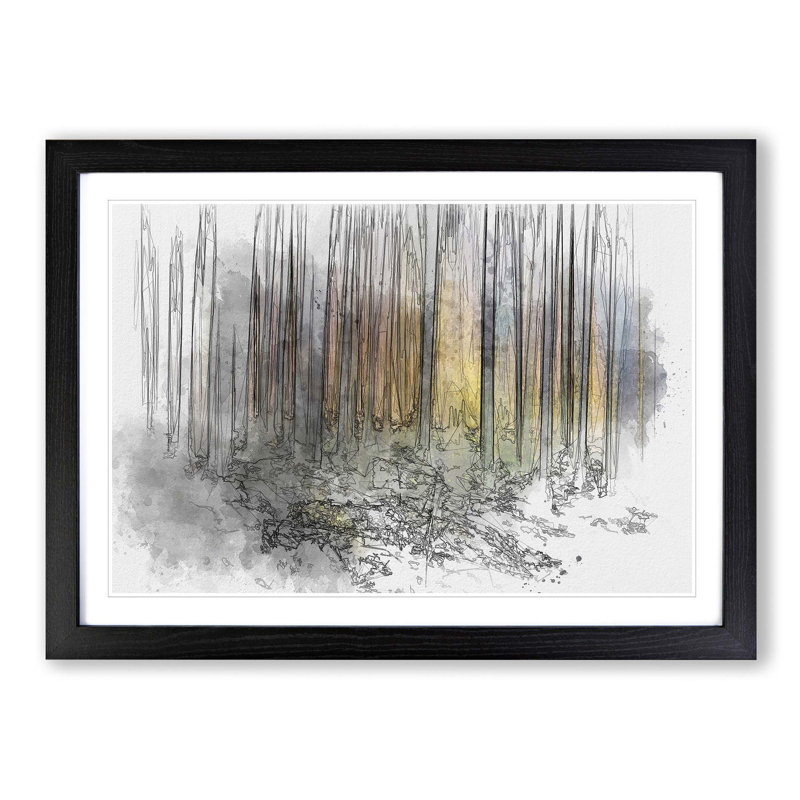 Forest Dreams in Abstract - Picture Frame Graphic Art Print, 62cm H x 87cm W x 2cm D, Black Framed