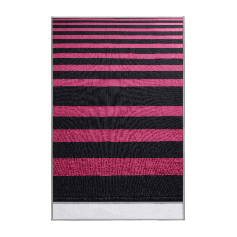 Tapis mauve à rayures horizontales lavable à la machine, Tapis de couloir 2 pi x 4 pi