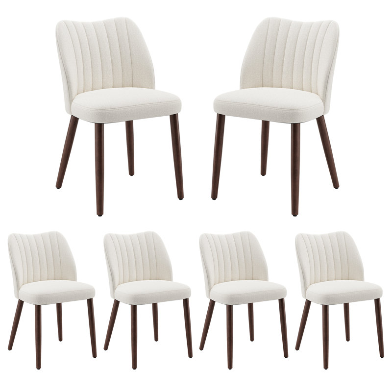 Chaise d'appoint de salle à manger rembourrée moderne avec pieds en bois , 6, Beige