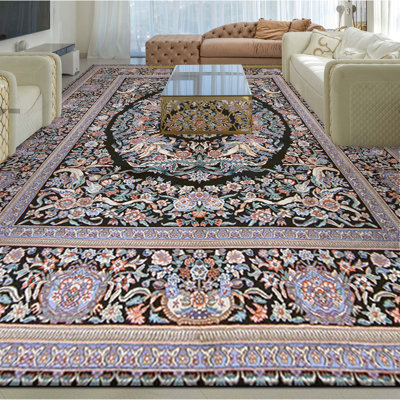 Tapis rectangulaire en laine noué à la main