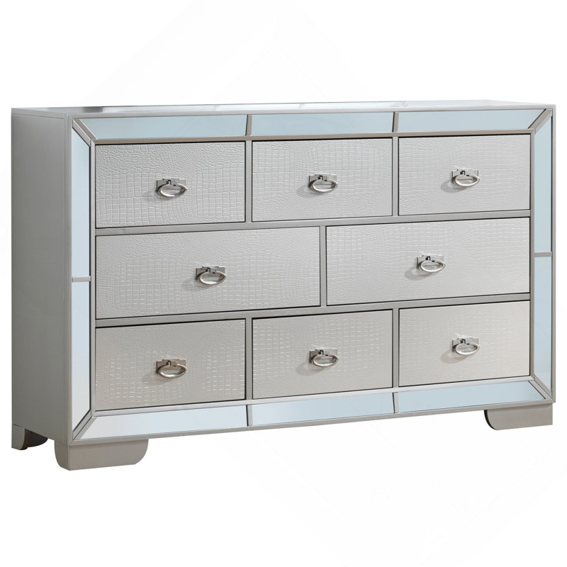 Commode de rangement élégante à champagne argenté
