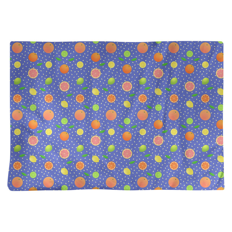 Napperon en coton 18 po Citrus fruit, Bleu