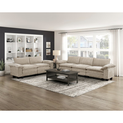 Modern Style Loveseat Plush Comfort Taupe Chenille Fabric Upholstery Contemporary Living Room Furniture 1Pc Durable Plywood