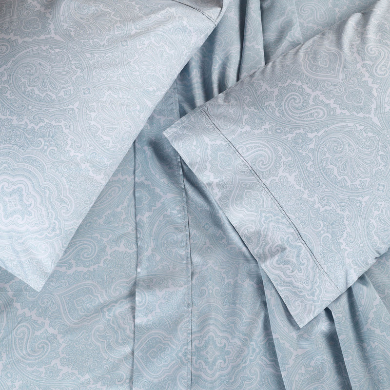 Blue Queen 600 Thread Count Cotton Blend Paisley Sheet Set