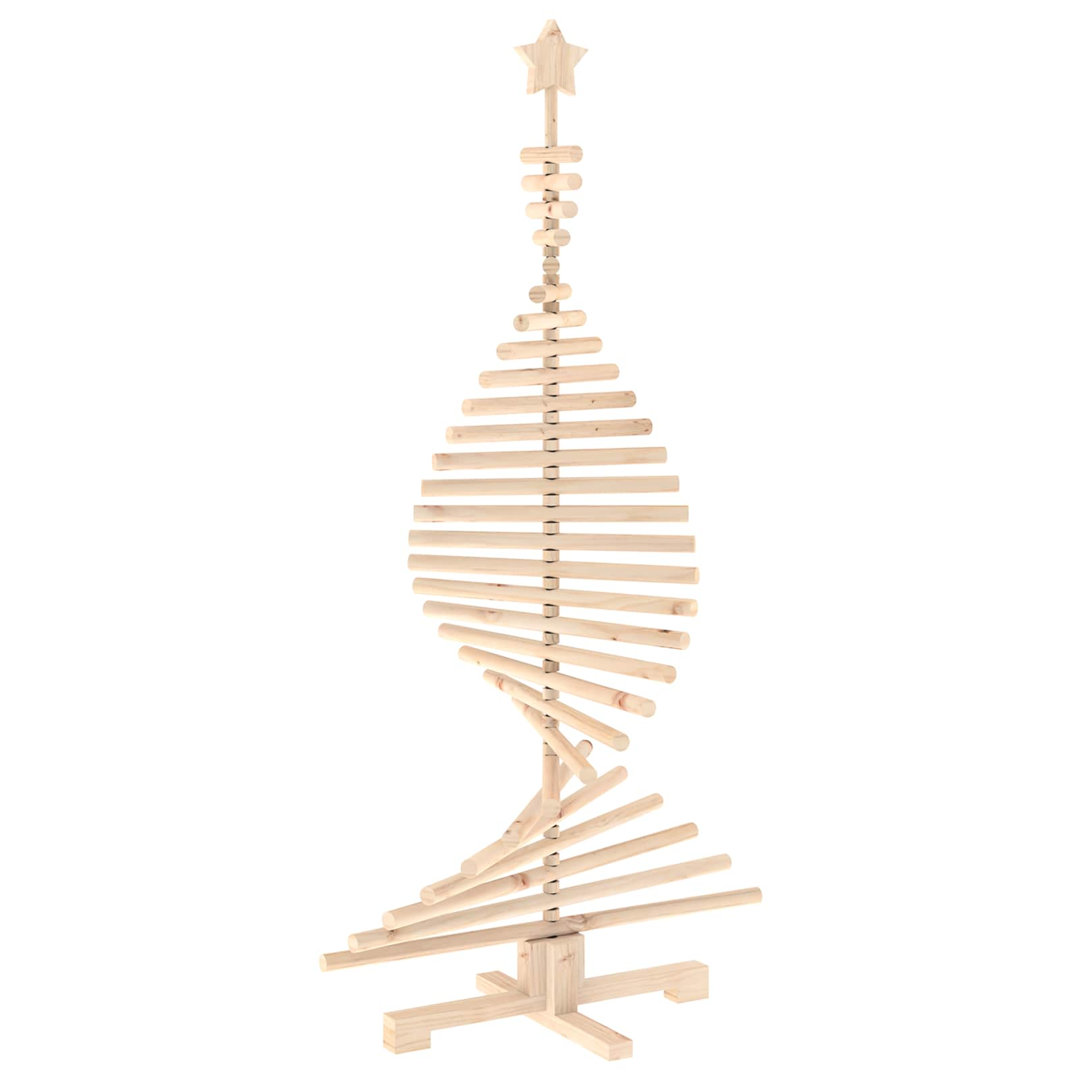 VIDAXL KOTKA Wooden Christmas Tree 150 cm Solid Pine Wood Natural Brown Decoration - Image 3