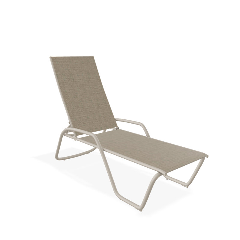 Outdoor Rust-Resistant Metal Chaise Lounge, Textured Desert, Newport