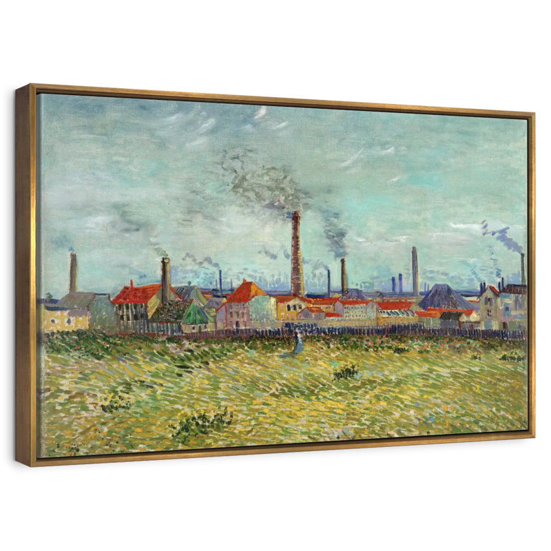 Usines à Clichy, 37 po x 25 po, Cadre flottant doré