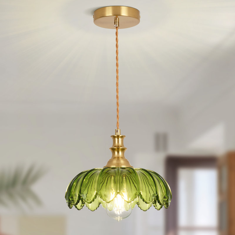 Luminaire suspendu en laiton 1 lumière Junathean, Vert
