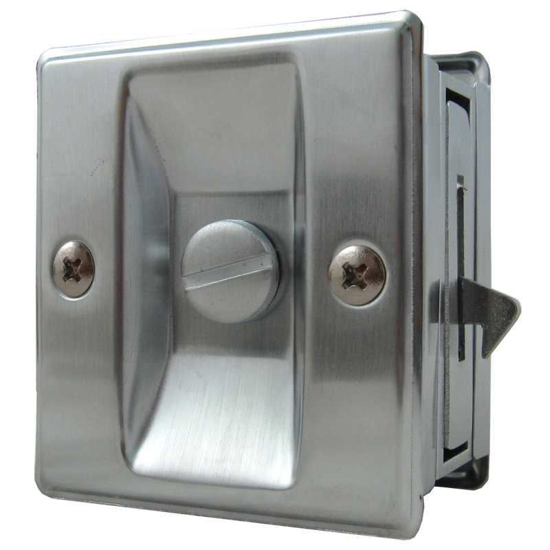 Verrou de porte carré, Chrome satiné