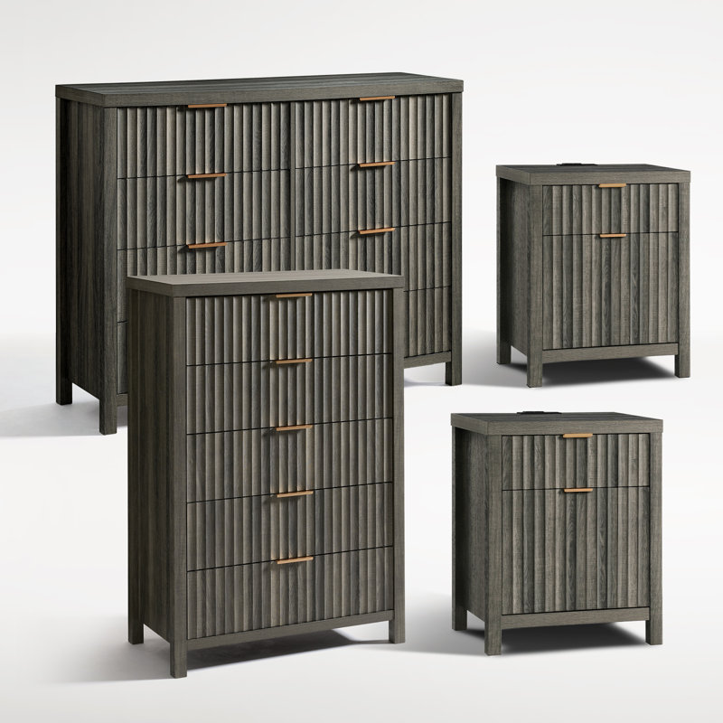 Arrilla 4 Piece Bedroom Set, Midnight Oak