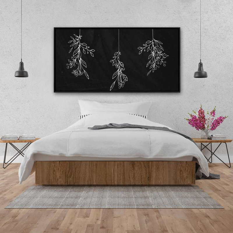Mistletoe Botanical Black Framed Canvas - Home Decor Art, 49.25" H x 25.25" W