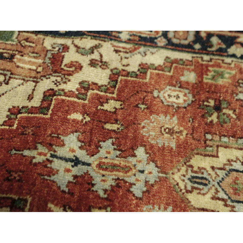 Hand-Knotted High-Quality Red and Blue Runner